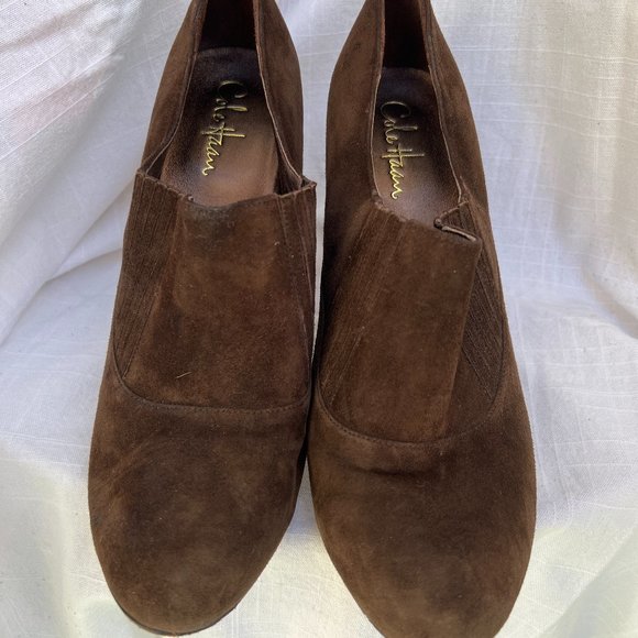 Cole Haan Nike Air Slip On Round Toe Talia Suede Stiletto Bootie Brown Size 11B - Picture 2 of 7